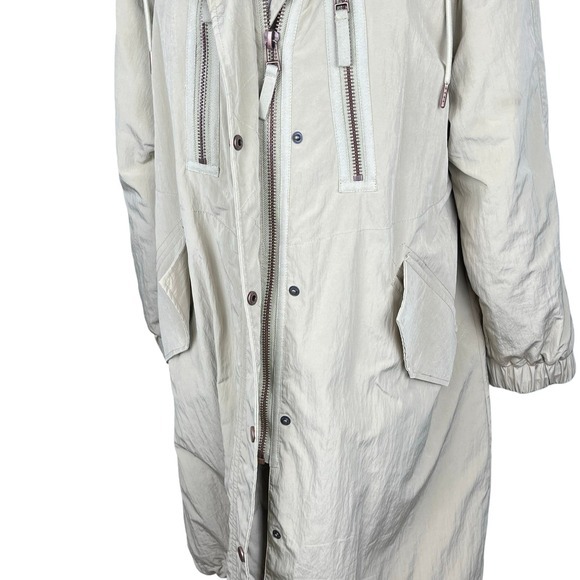 Pilcro Anthropologie Tan Hooded Anorak Coat Fisherman Parka Drawstring Size S - Picture 4 of 12